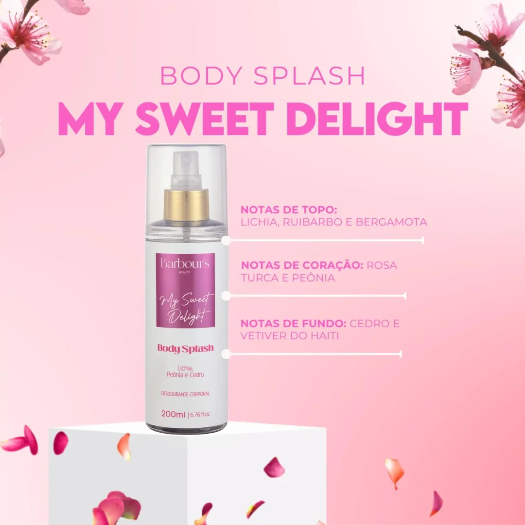 Body Splash My Sweet Delight Barbour's Beauty 200ml Fragrância Fresca Desodorante Corporal